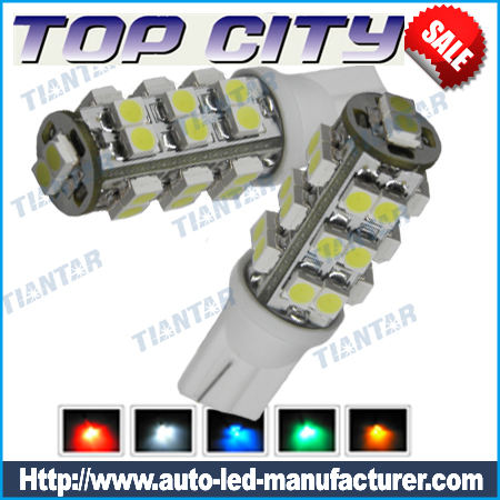 Topcity 360-Degree Shine 26-SMD 3528 T10 W5W Wedge Light LED Bulbs 158 168 175 194 2825 2827 - T10, 168, 194 LED
